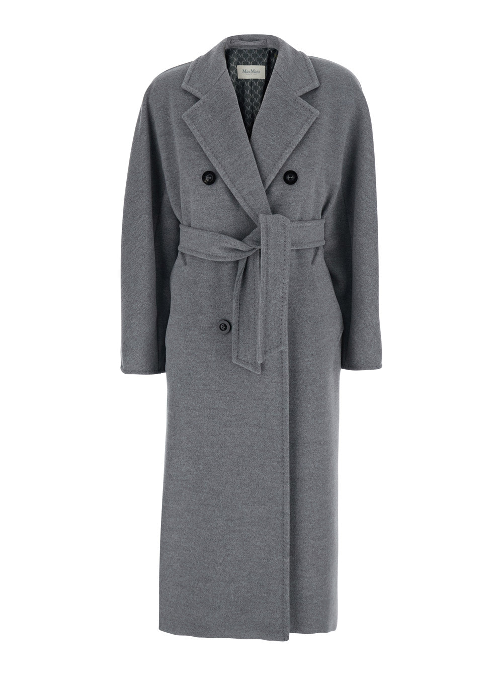 Max Mara Women 'Madame' Grey Double-Breasted Coat With Notched Revers And Front Belt In Wool And Cashmere Woman MAX MARA