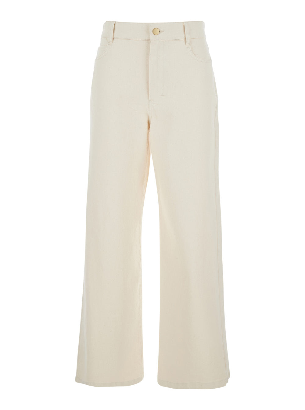 'S Maxmara Women 'Zarina' White Jeans With Belt Loops And Logo Patch On The Back In Denim For Women S MAX MARA