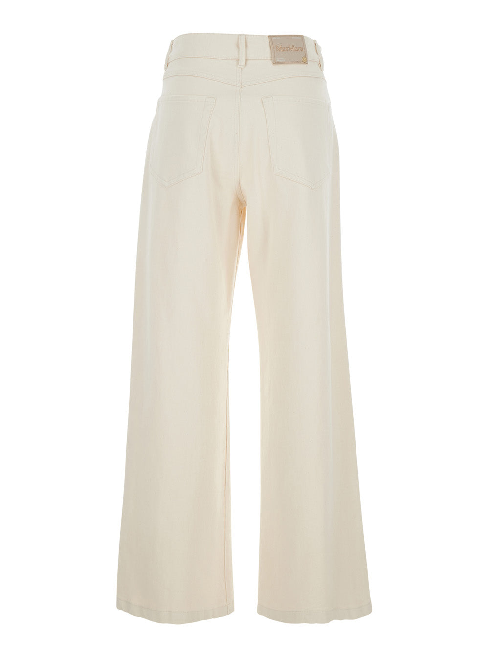 'S Maxmara Women 'Zarina' White Jeans With Belt Loops And Logo Patch On The Back In Denim For Women S MAX MARA