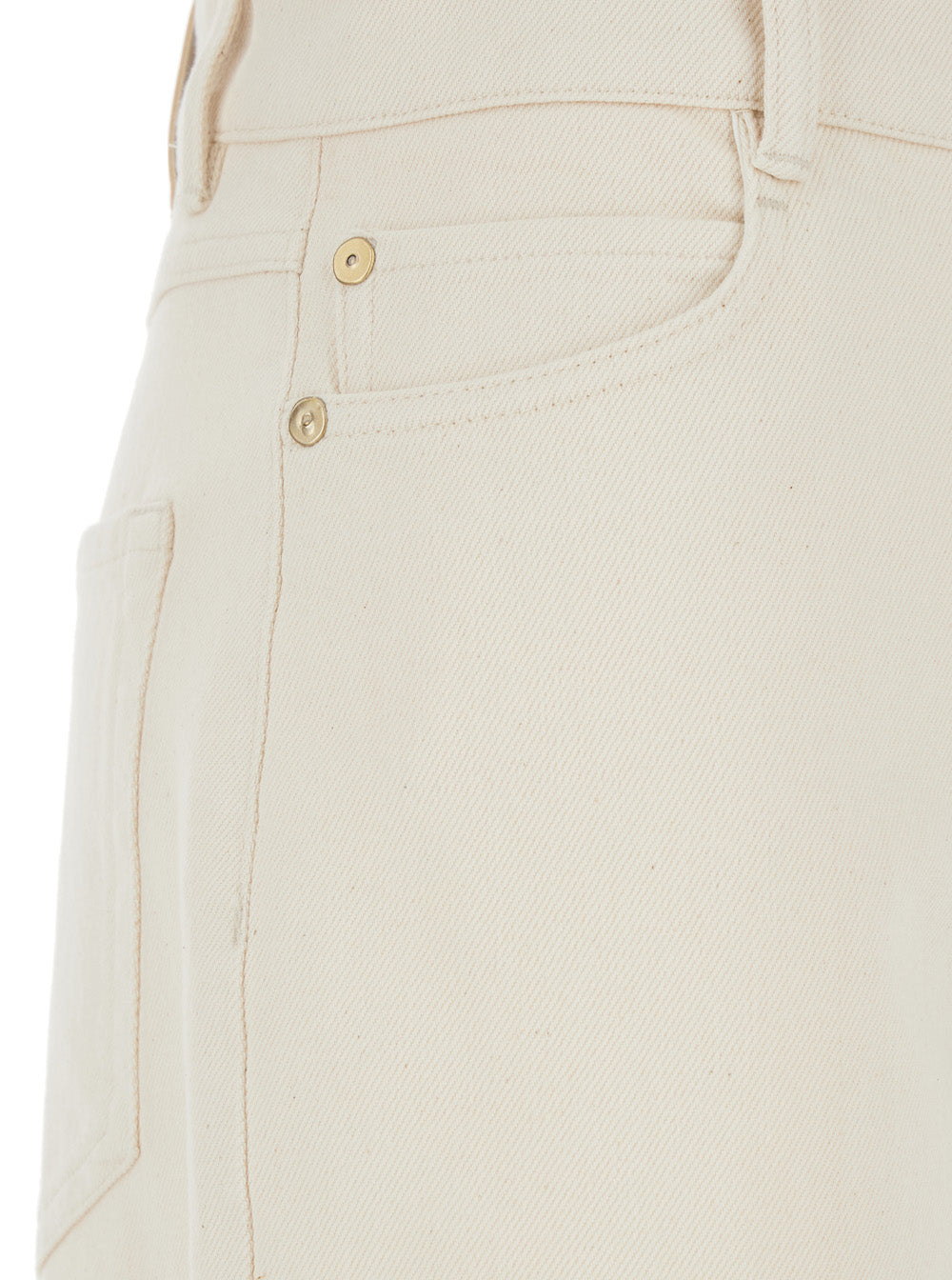'S Maxmara Women 'Zarina' White Jeans With Belt Loops And Logo Patch On The Back In Denim For Women S MAX MARA