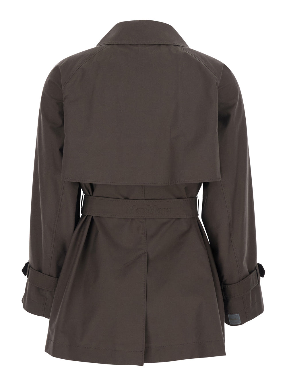 Max Mara Women 'Calle' Brown Double-Breasted Short Trench Coat With Classic Collar And Front Belt Closure In Cotton Blend Woman MAX MARA