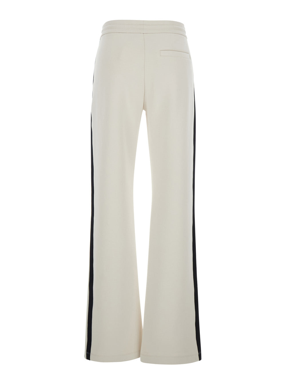 'S Maxmara Women 'Vento' White Pants With Drawstring Waist And Side Striped Detail In Cotton Blend Woman S MAX MARA