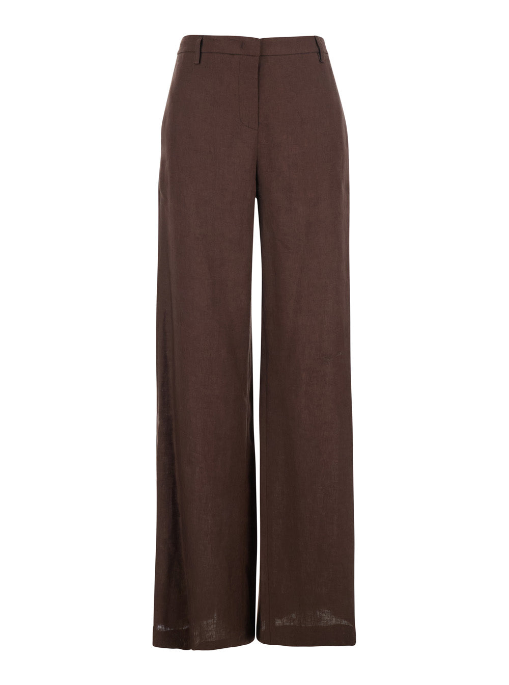 Leplain Women Brown Wide-Leg Linen Pants For Women LEPLAIN
