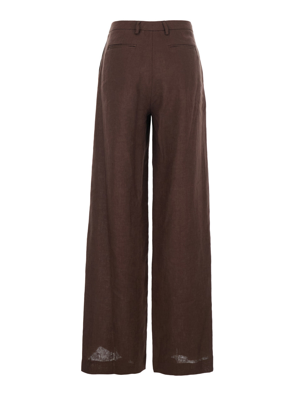 Leplain Women Brown Wide-Leg Linen Pants For Women LEPLAIN