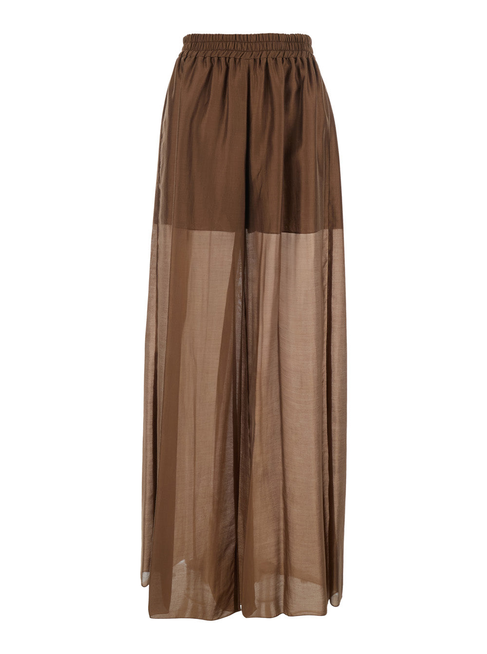 Leplain Women Brown Pants With Elastic Waist And Semi-Transparent Design In Tech Fabric For Women LEPLAIN