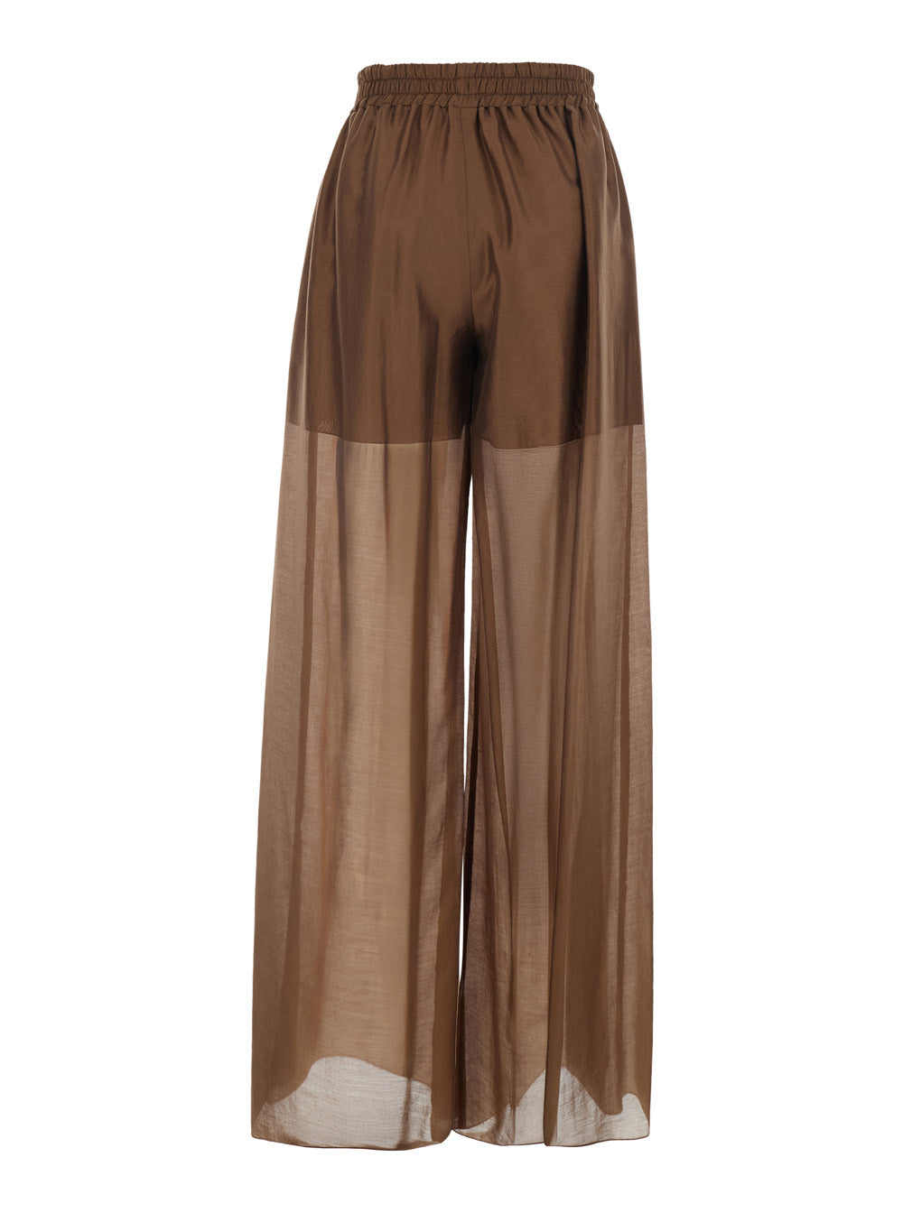 Leplain Women Brown Pants With Elastic Waist And Semi-Transparent Design In Tech Fabric For Women LEPLAIN