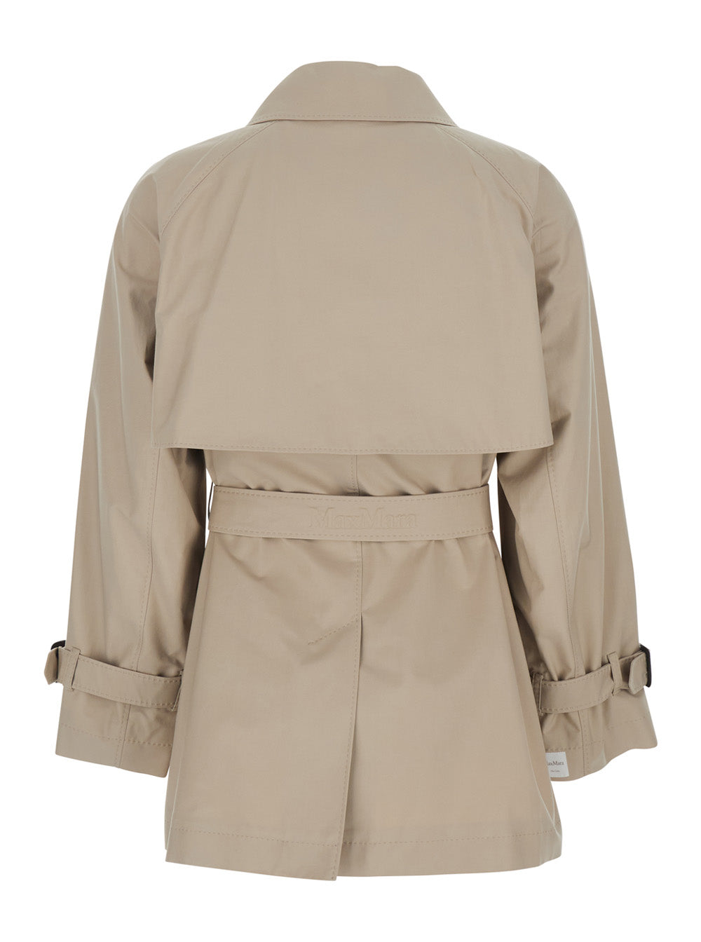 Max Mara Women Beige Short Trench 'Calle' Double-Breasted With Classic Collar And Front Belt Closure In Cotton Blend  Women MAX MARA