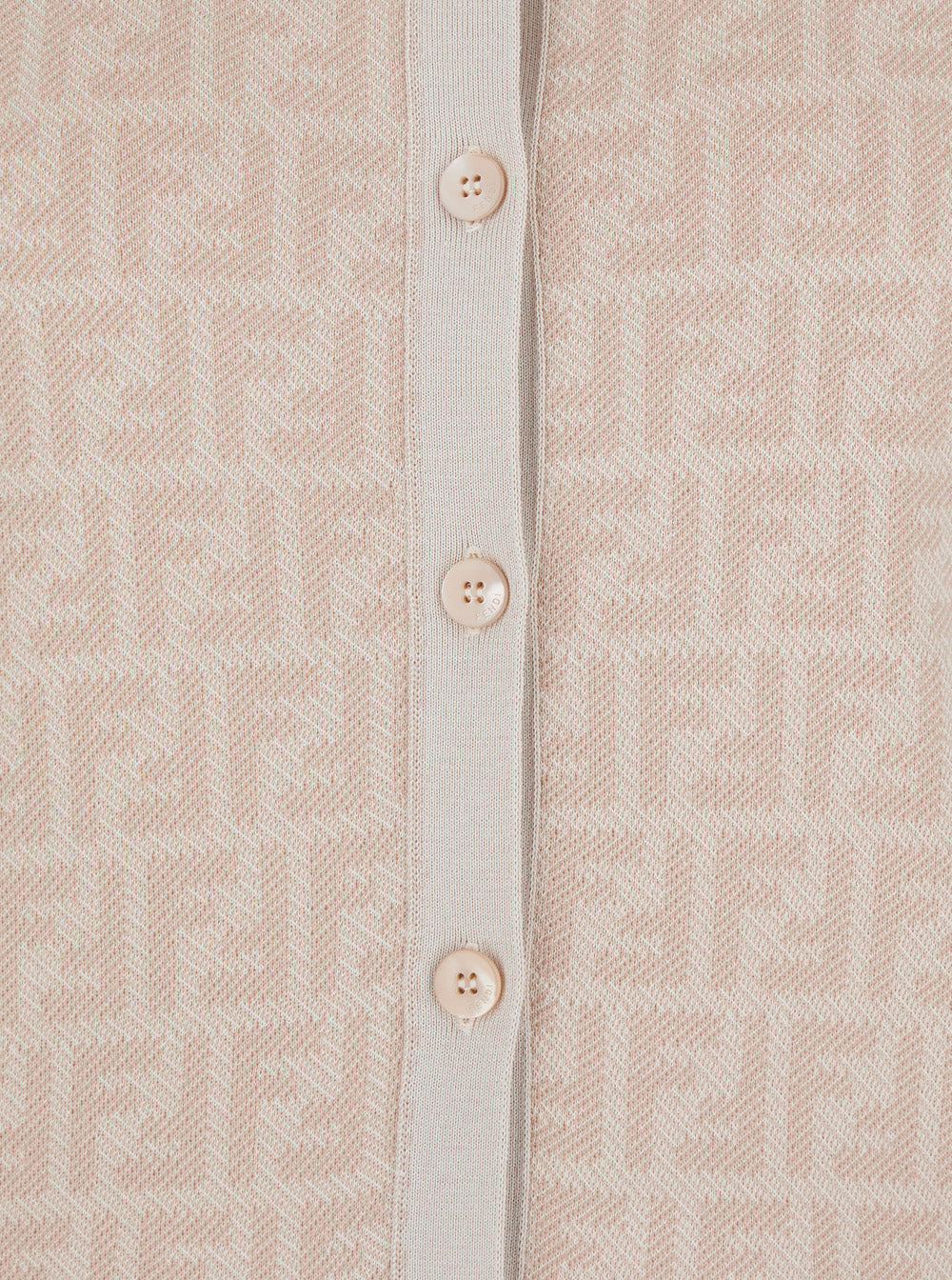 Fendi Women Pink Crew Neck Cardigan With All-Over Ff Motif In Wool For Women FENDI