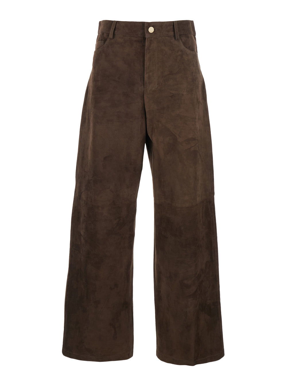 'S Maxmara Women Brown Suede 'Fulmine' Pants With Logo Patch On The Back For Women S MAX MARA