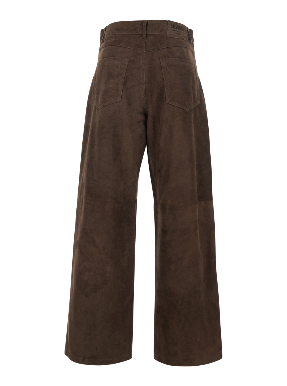 'S Maxmara Women Brown Suede 'Fulmine' Pants With Logo Patch On The Back For Women S MAX MARA
