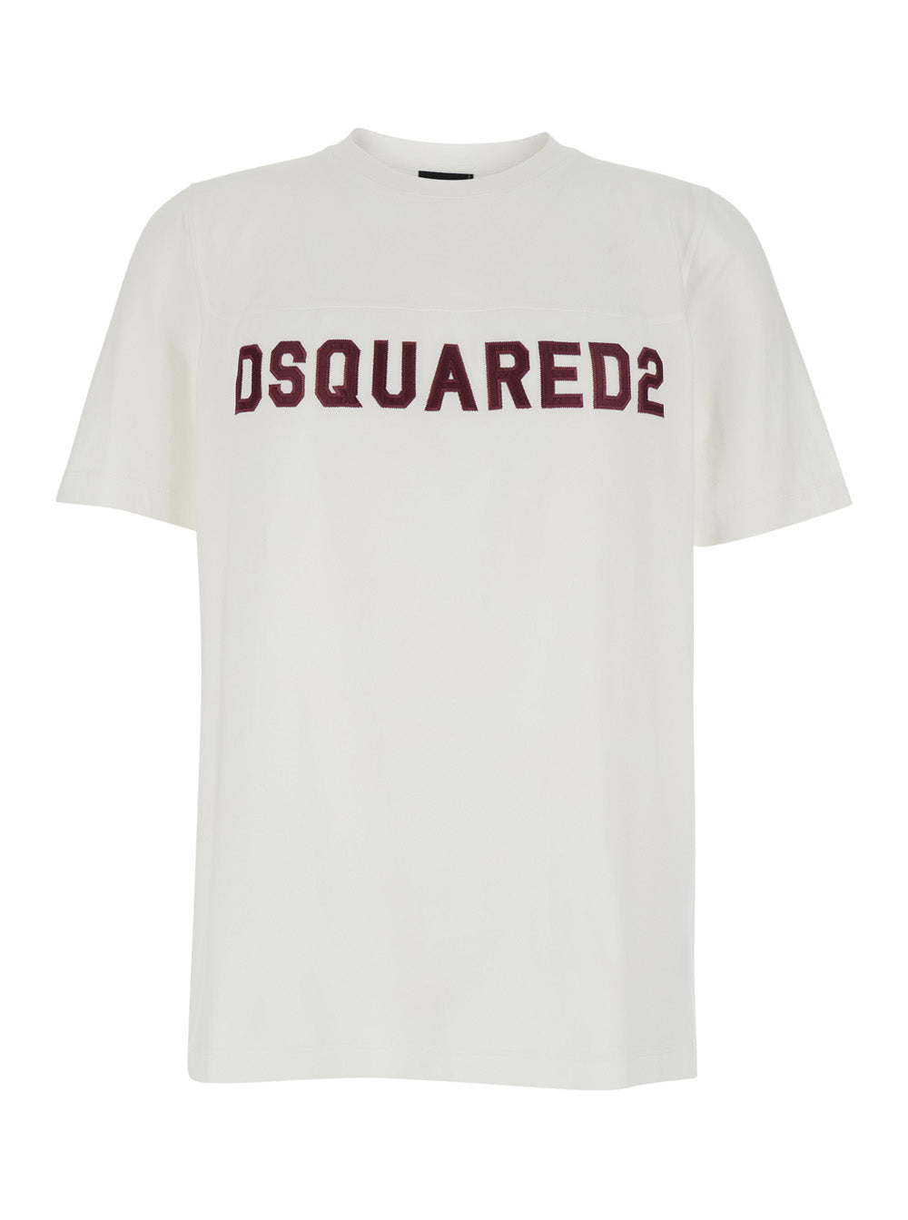 Dsquared2 Men White Crew Neck T-Shirt With Logo Lettering On The Front In Cotton For Men DSQUARED2