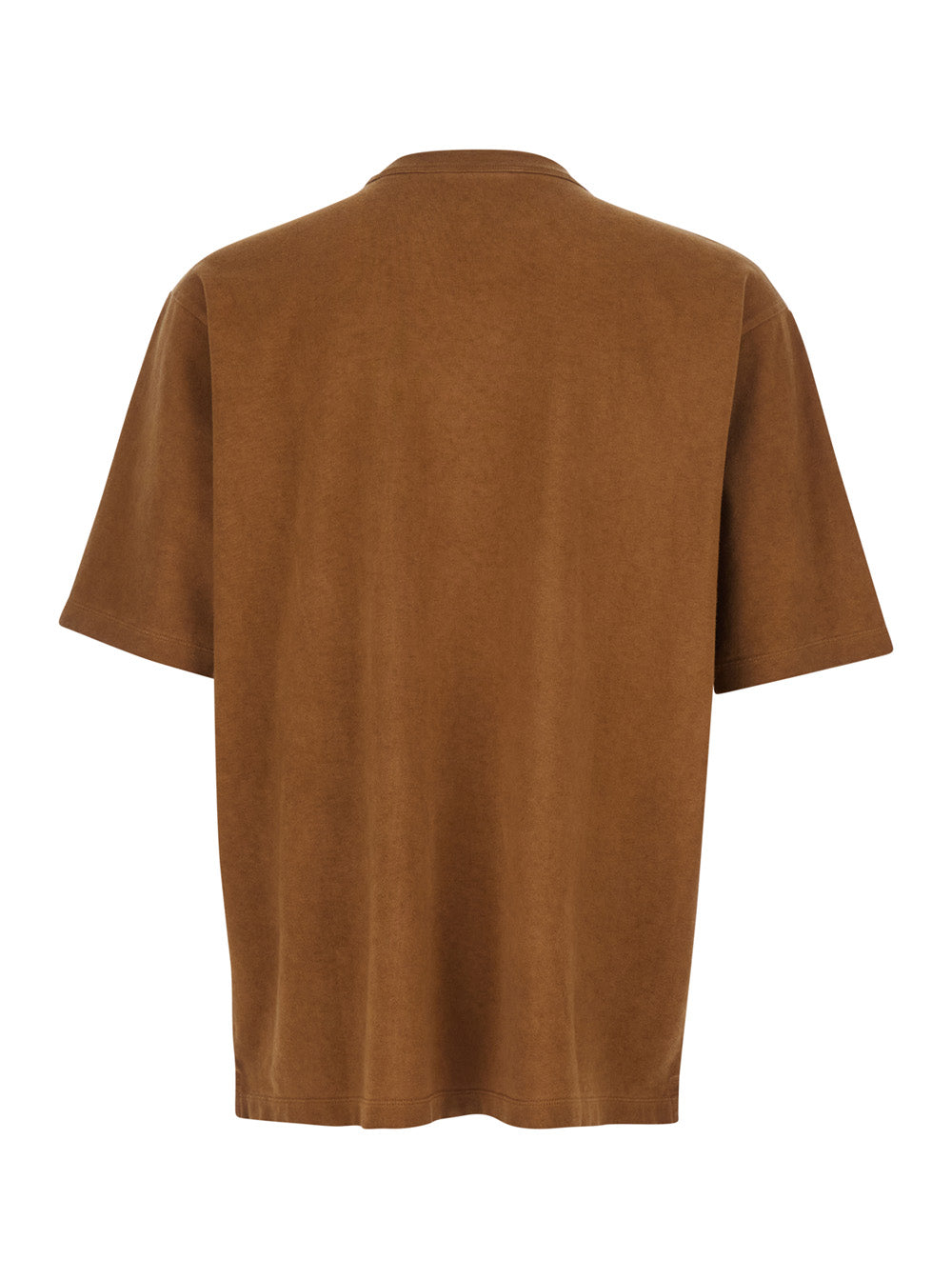 Dsquared2 Men Brown Crew Neck T-Shirt With Logo Print On The Front In Cotton For Men DSQUARED2