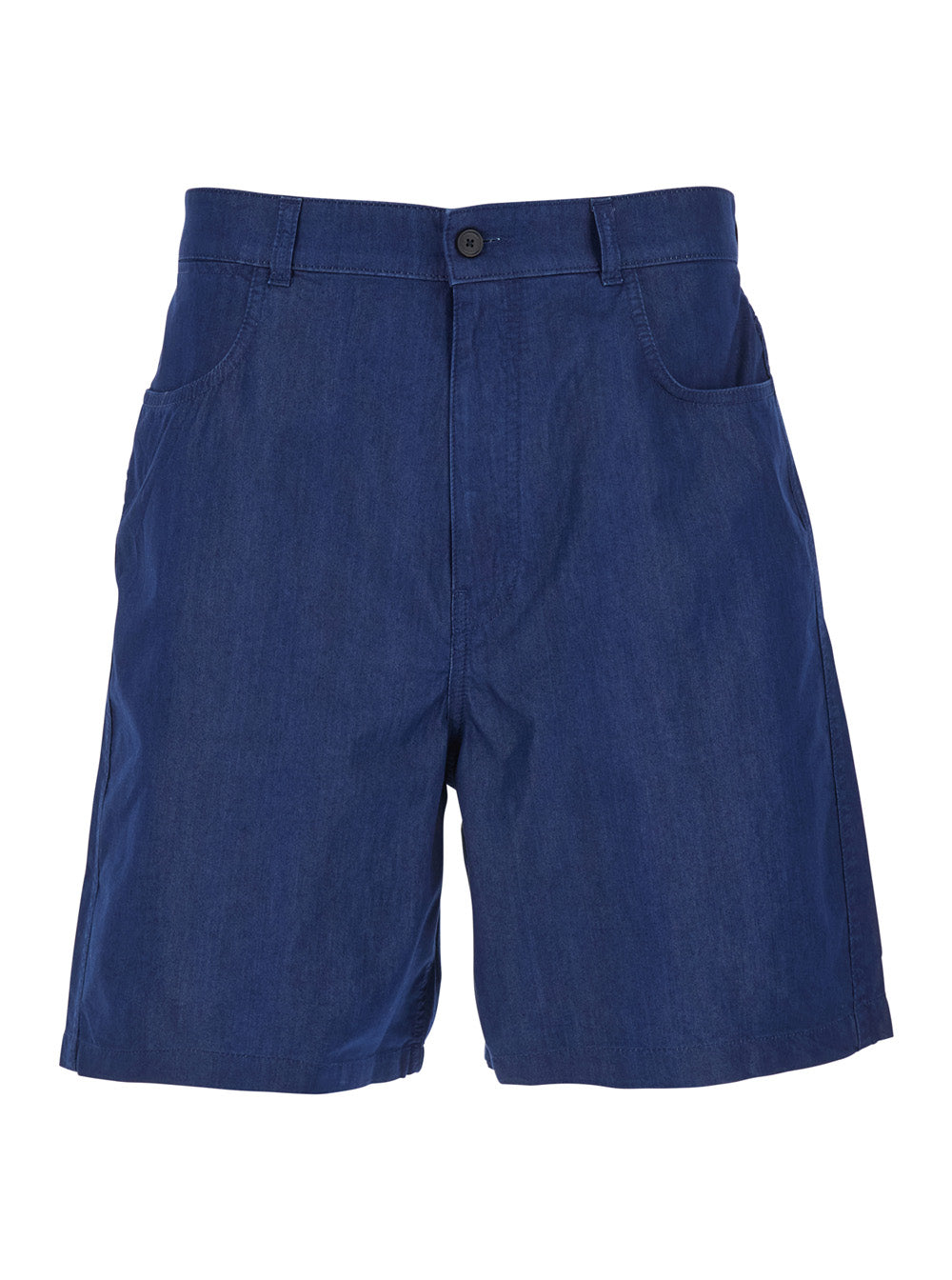 Givenchy Men Blue Bermuda Shorts With Logo Print On The Back In Cotton Blend For Men GIVENCHY