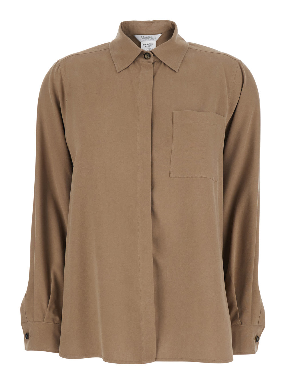 Max Mara Women Brown Shirt With Front Patch Pocket In Silk Woman MAX MARA