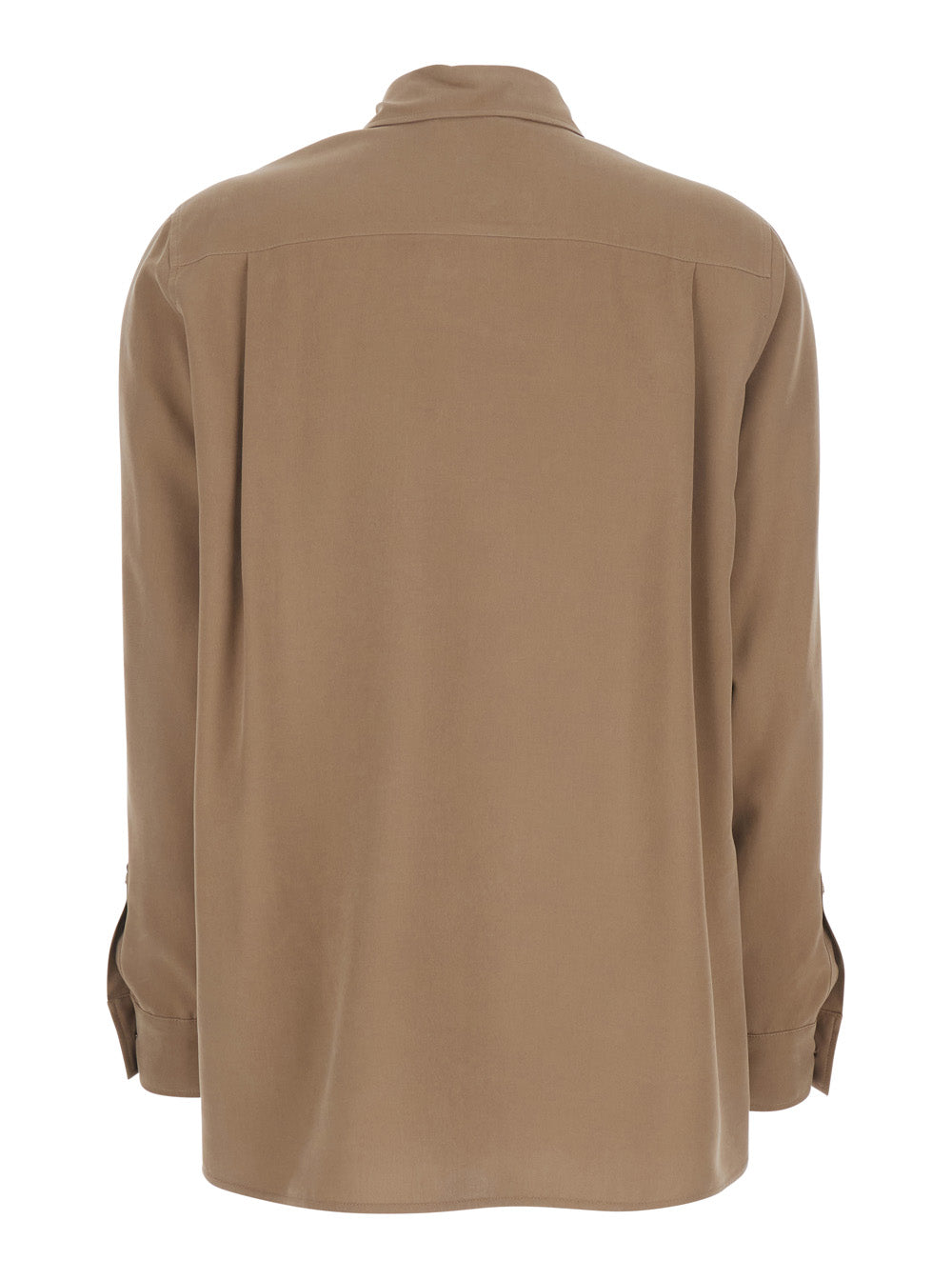 Max Mara Women Brown Shirt With Front Patch Pocket In Silk Woman MAX MARA