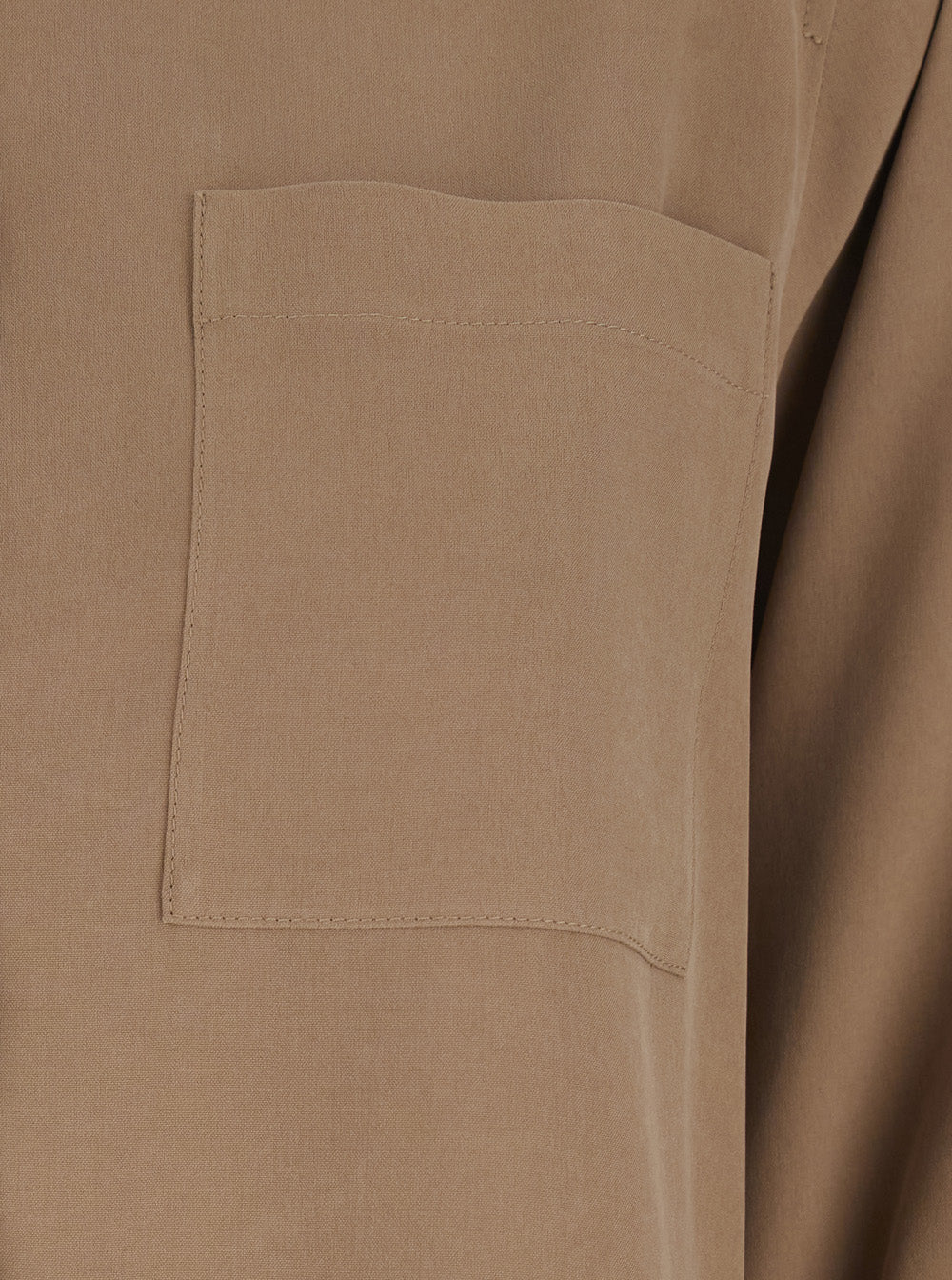 Max Mara Women Brown Shirt With Front Patch Pocket In Silk Woman MAX MARA