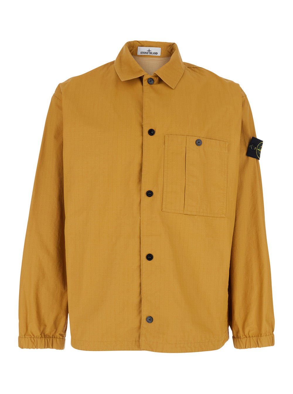 Stone Island Men Yellow Jacket With Classic Collar And Logo Patch On The Sleeve In Cotton Man STONE ISLAND