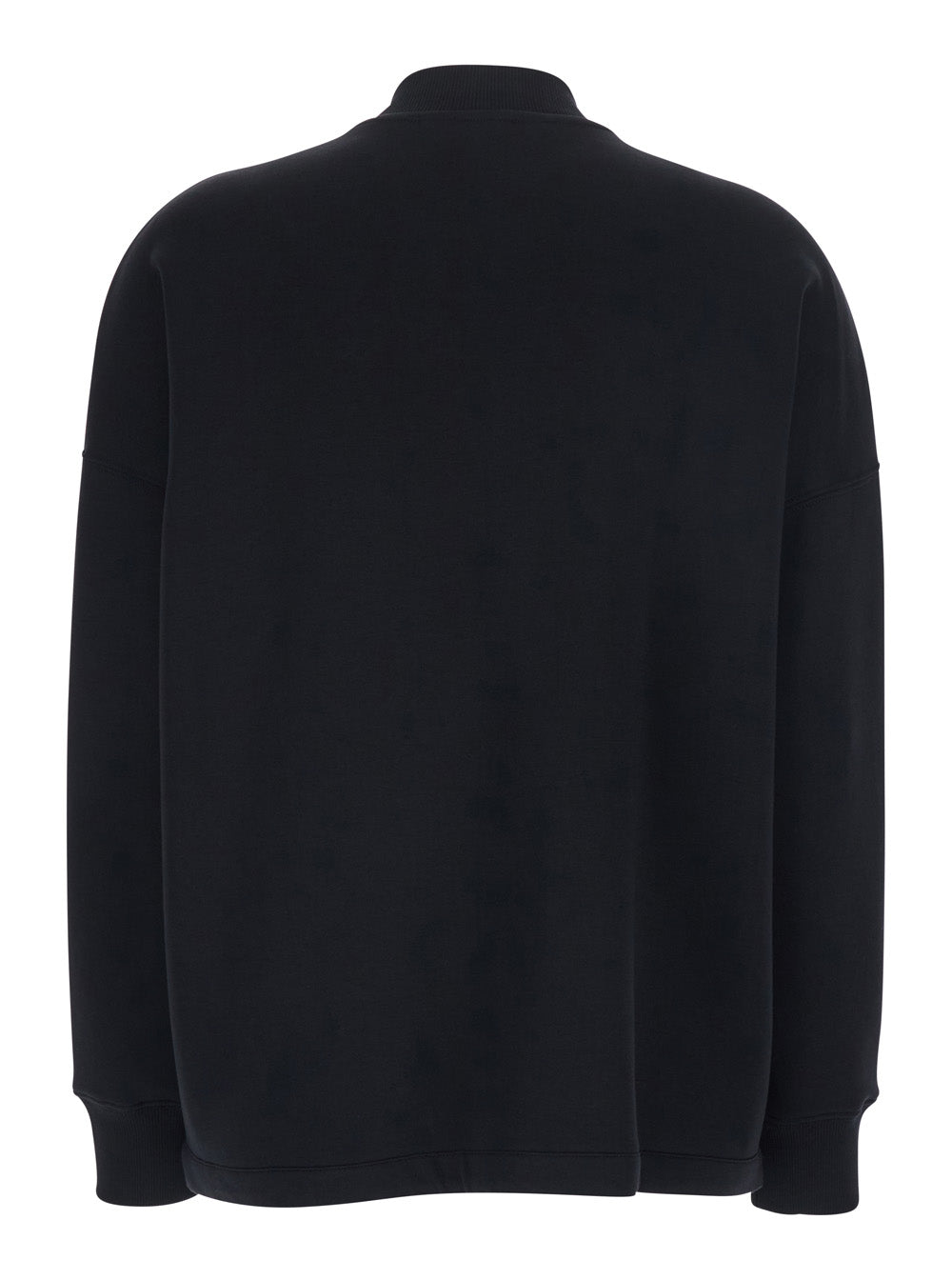 'S Maxmara Women 'Radioso' Black Sweatshirt With Dropped Shoulders Ad Front Zip Closure In Cotton Blend Woman S MAX MARA