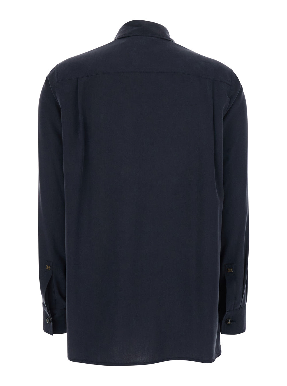 Max Mara Women Blue Silk Lon-Sleeved Shirt With Applied Pocket In Silk For Women MAX MARA