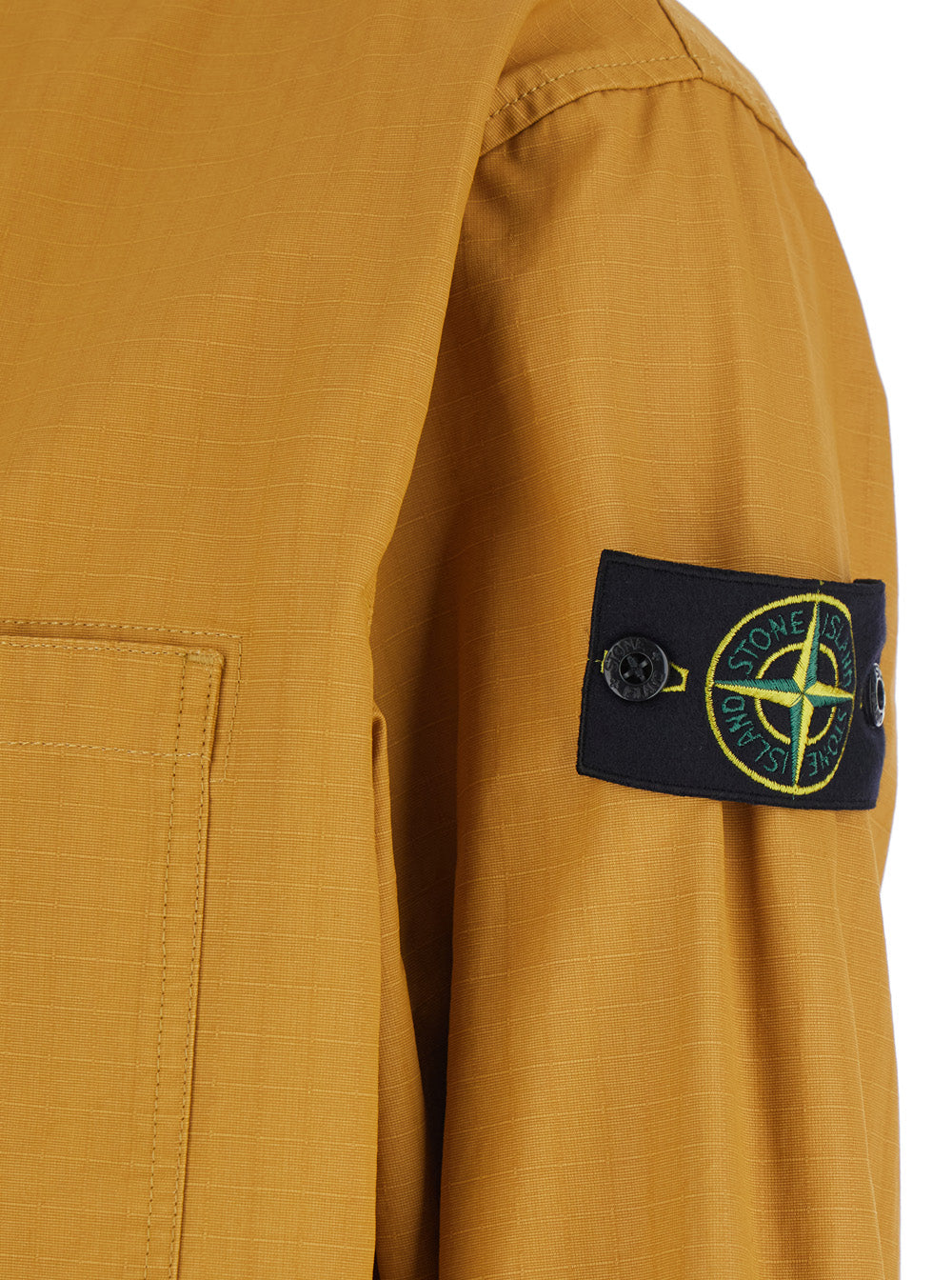 Stone Island Men Yellow Jacket With Classic Collar And Logo Patch On The Sleeve In Cotton Man STONE ISLAND