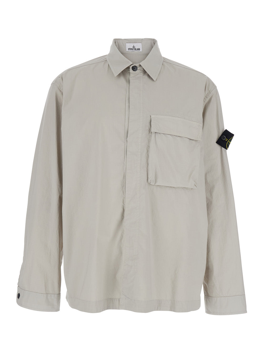 Stone Island Men Gray Jacket With Classic Collar And Logo Patch On Sleeve For Men STONE ISLAND