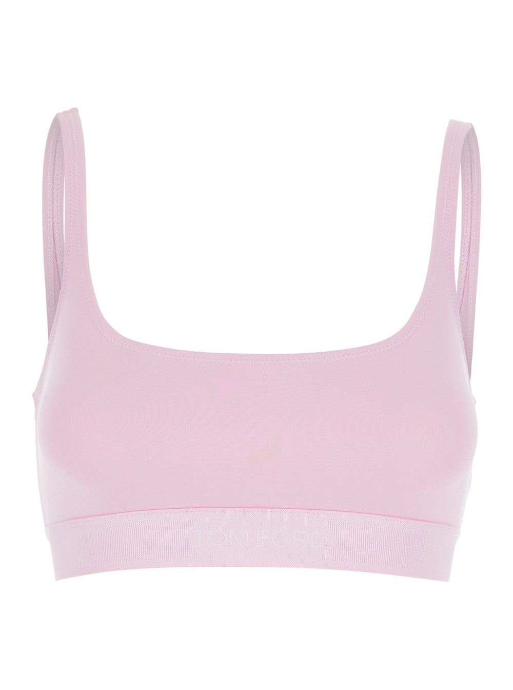 Tom Ford Women Pink Top Bralette With Wide Neckline And Logo Lettering On The Front In Modal Stretch Women TOM FORD