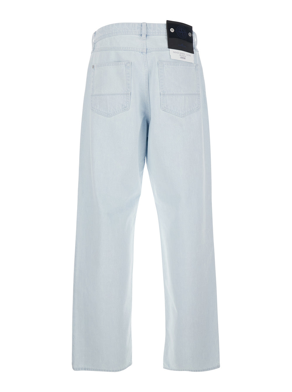Stone Island Men Light Blue Jeans With Logo Patch On The Back And Belt Loops In Denim For Men STONE ISLAND