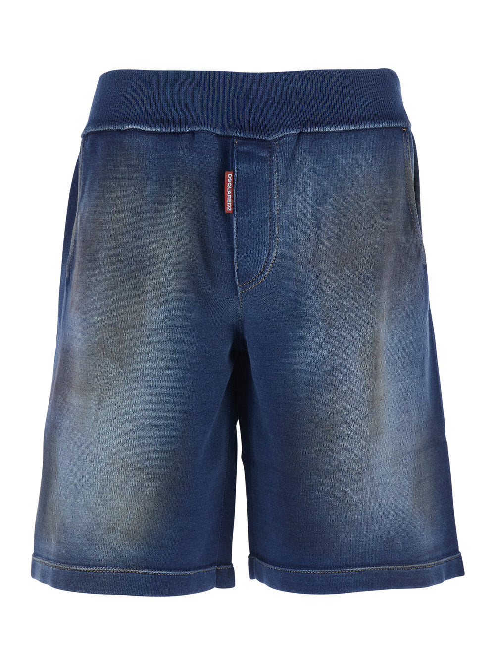 Dsquared2 Men Blue Shorts With Elastic Waist And Worn Effect In Cotton For Men DSQUARED2