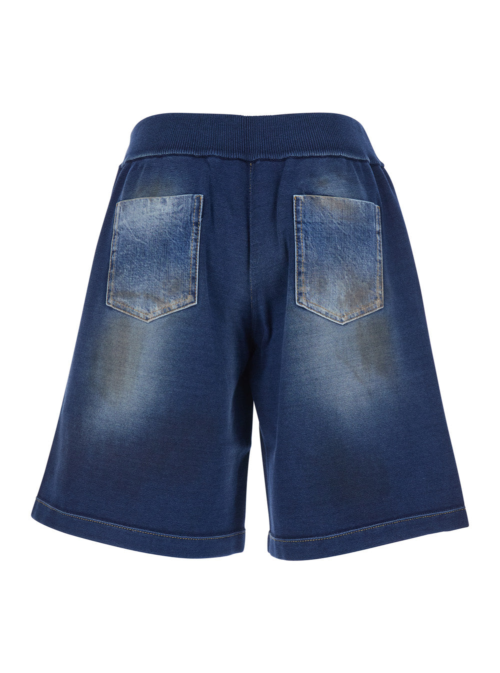 Dsquared2 Men Blue Shorts With Elastic Waist And Worn Effect In Cotton For Men DSQUARED2
