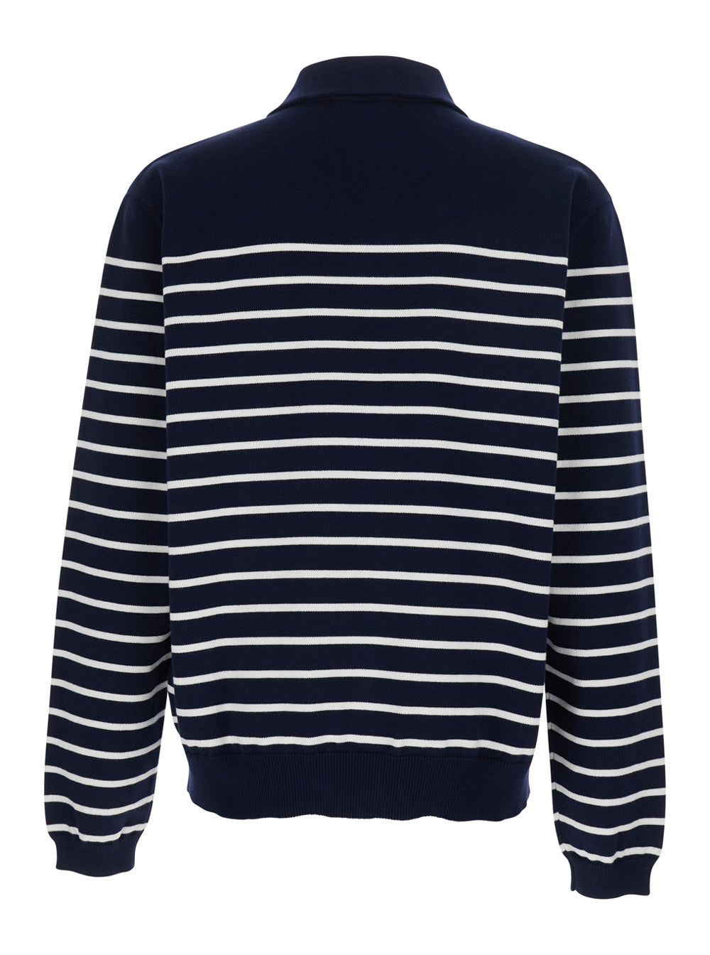 Dsquared2 Men Long Sleeve Polo With Logo Embroidery On The Front And All-Over Stripes In Blue Cotton For Men DSQUARED2