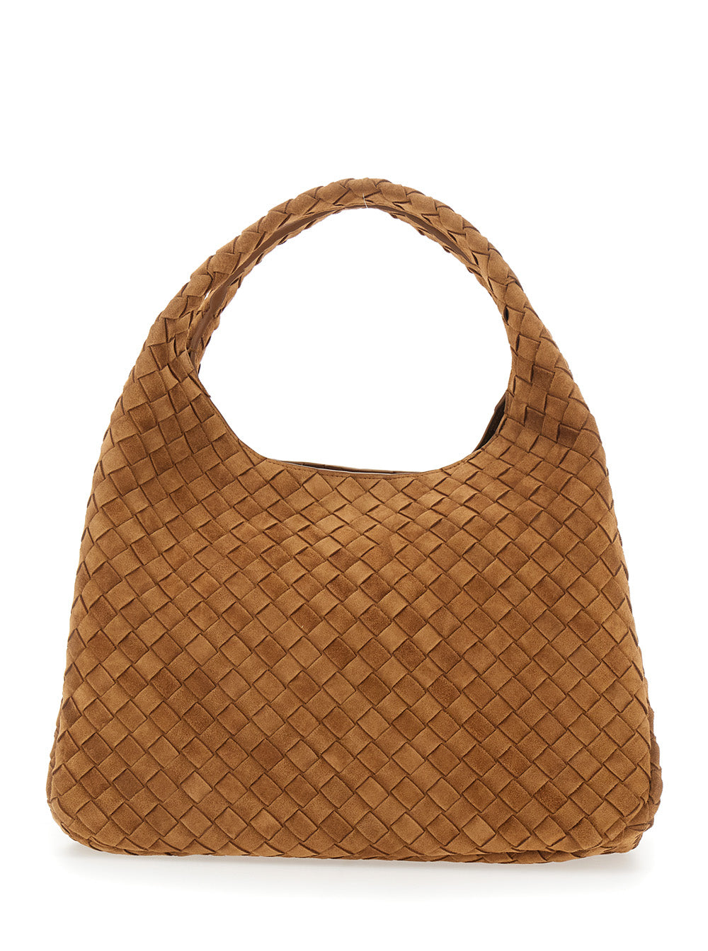 Bottega Veneta Women Brown Large 'Campana' Shoulder Bag With Two Top Handles And Intreccio Motif In Leather For Women BOTTEGA VENETA