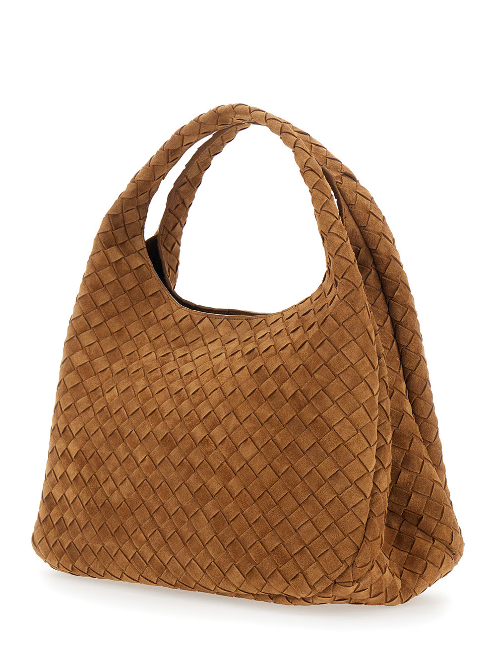 Bottega Veneta Women Brown Large 'Campana' Shoulder Bag With Two Top Handles And Intreccio Motif In Leather For Women BOTTEGA VENETA
