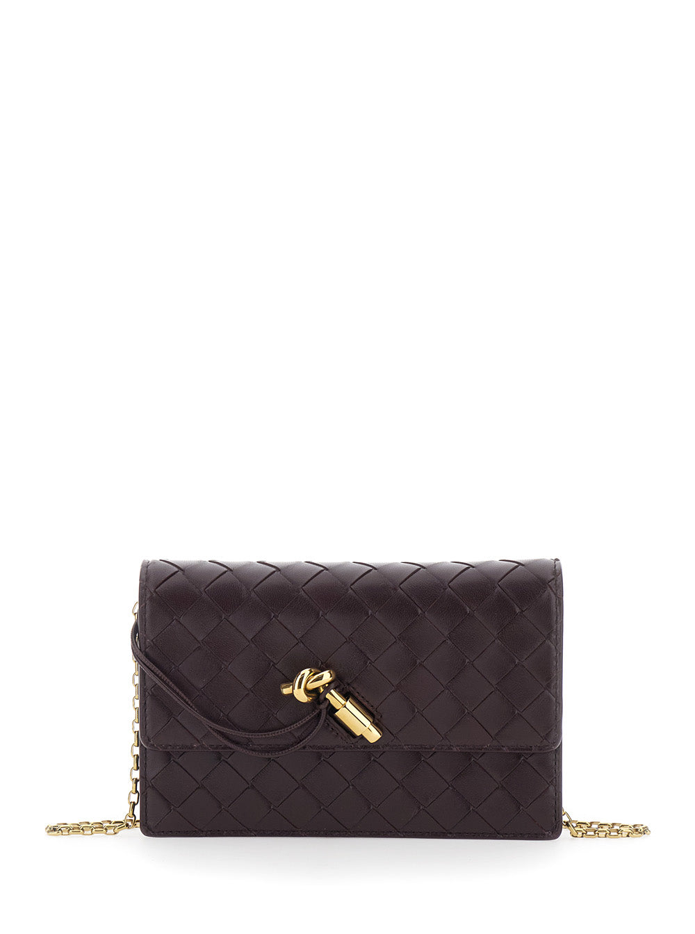 Bottega Veneta Women 'Andiamo' Bordeaux Crossbody Bag With Knot Closure On The Front And Intreccio Motif In Leather For Women BOTTEGA VENETA