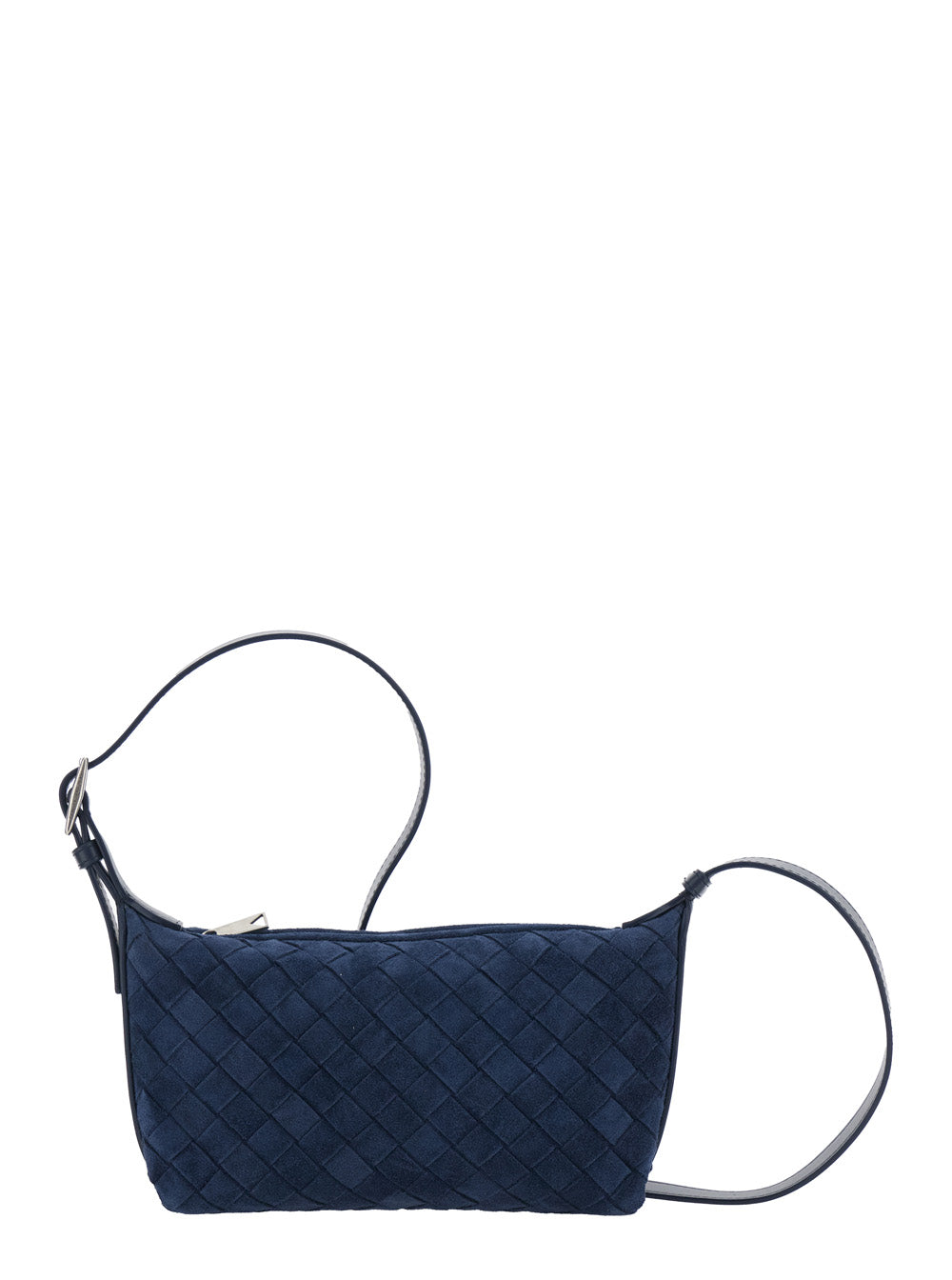 Bottega Veneta Men Blue Crossbody Bag With Adjustable Strap And Intreccio Motif In Suede For Men BOTTEGA VENETA