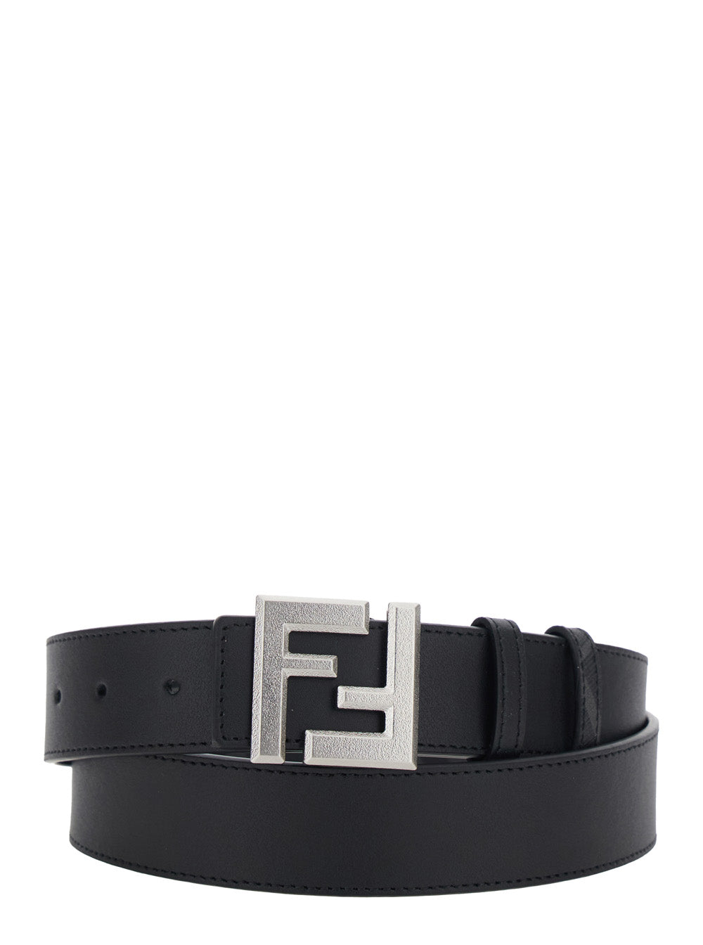 Fendi Men Black Reversible Belt With Square Ff Buckle In Leather Man FENDI