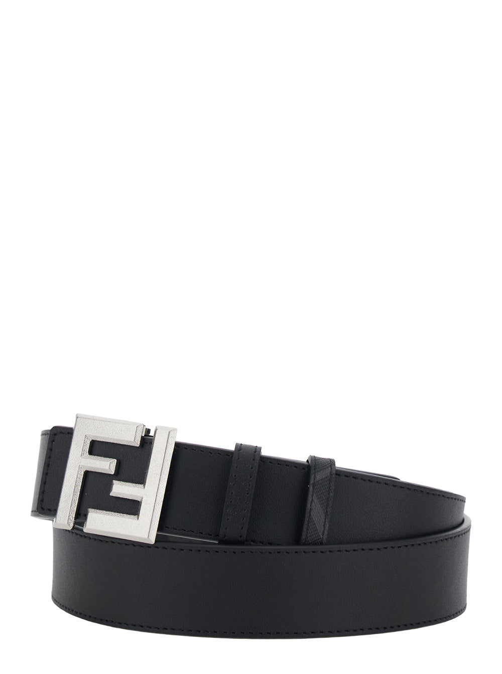 Fendi Men Black Reversible Belt With Square Ff Buckle In Leather Man FENDI