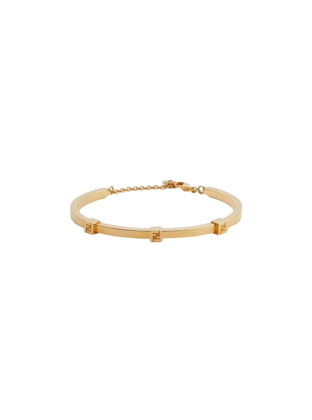 Fendi Women Gold Rigid Bracelet With Claw Clasp And Bronze Logo Plate For Women FENDI