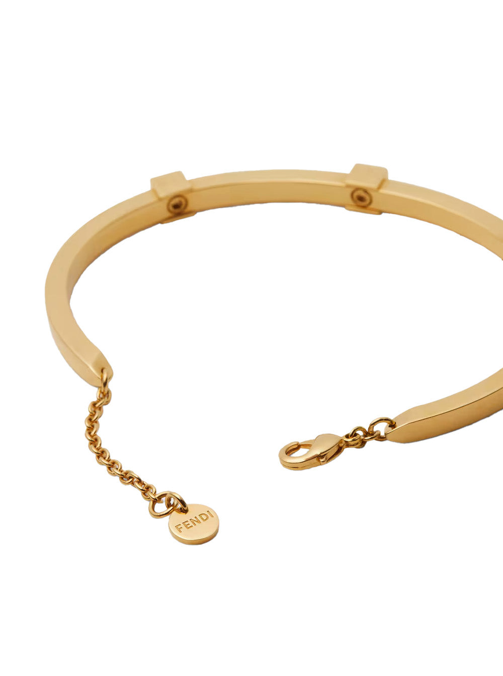 Fendi Women Gold Rigid Bracelet With Claw Clasp And Bronze Logo Plate For Women FENDI
