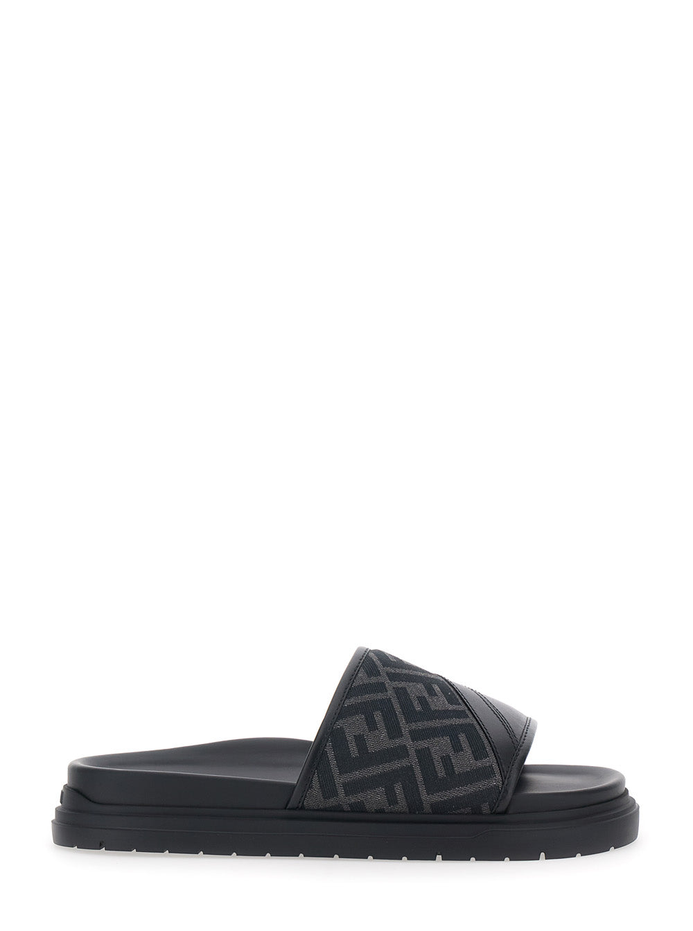 Fendi Men Brown Sandals With Ff Diagonal Motif And Wide Jacquard Ff Strap For Men FENDI