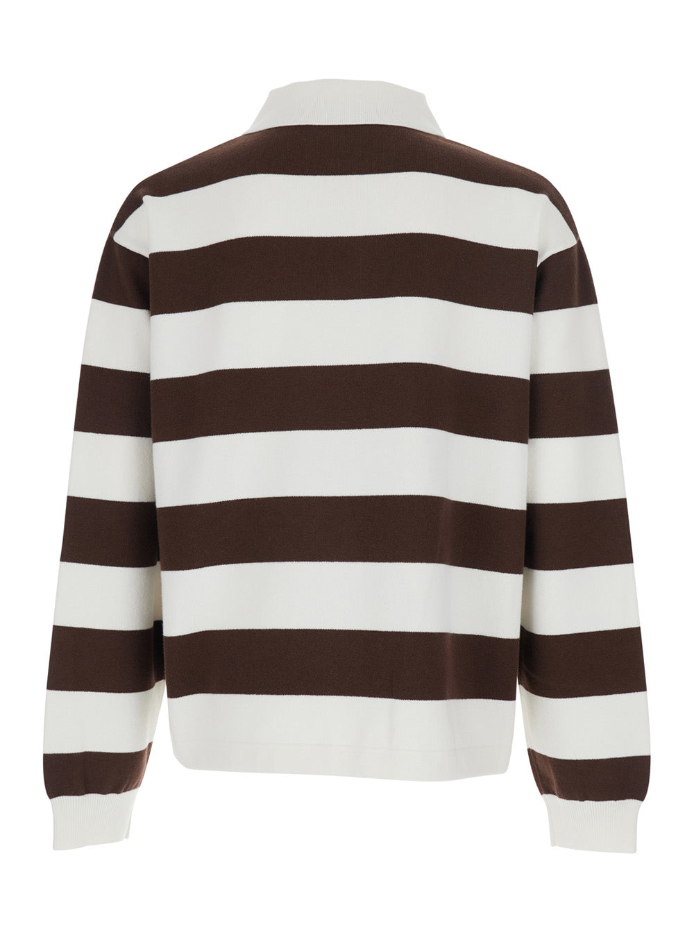 Axel Arigato Men Brown Sweatshirt With Polo Collar And All-Over Stripes In Cotton And Wool Blend Men AXEL ARIGATO