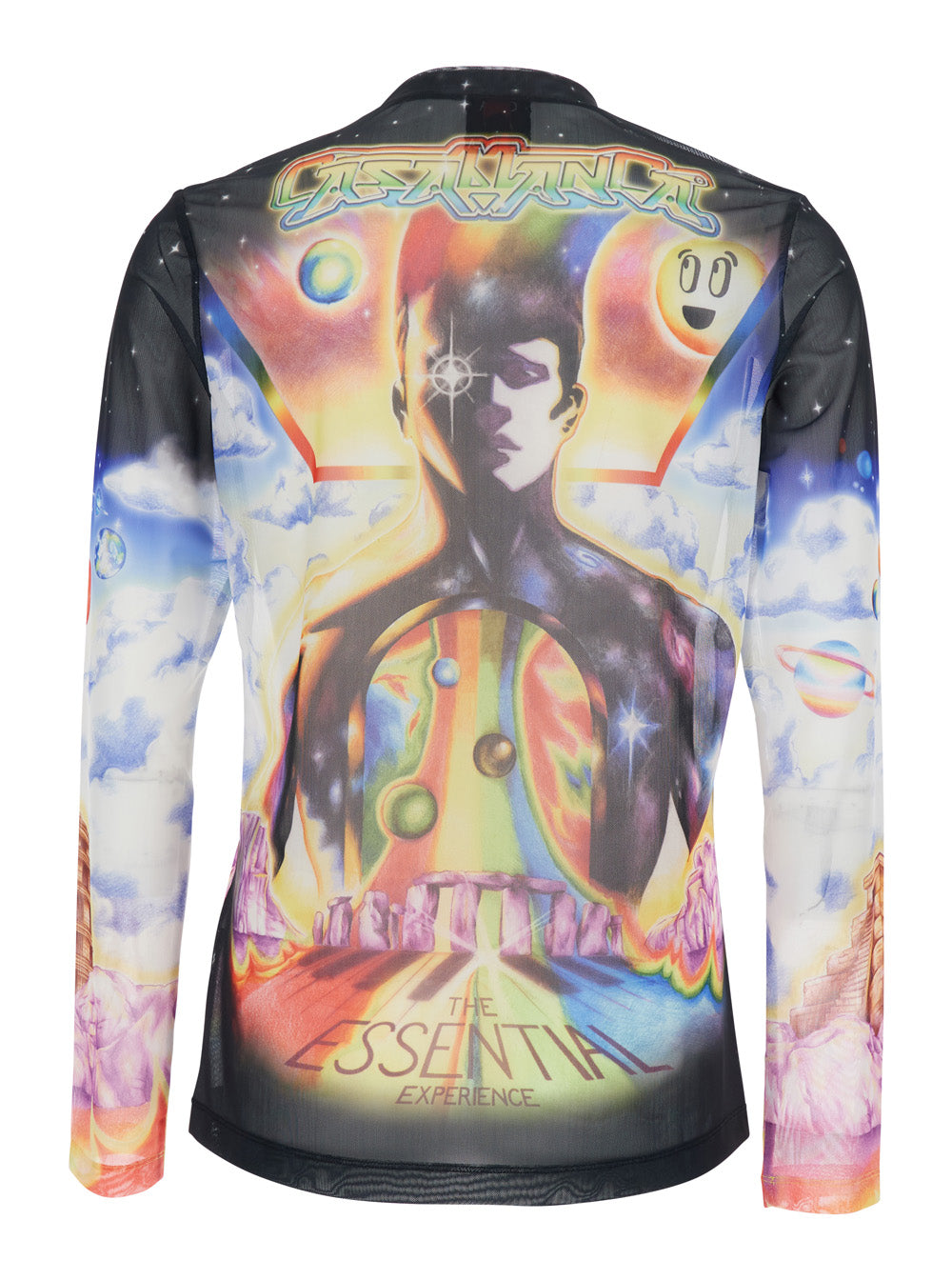 Casablanca Men Multicolor Crewneck Long-Sleeve T-Shirt With All-Over Print In Tech Fabric Stretch Man CASABLANCA