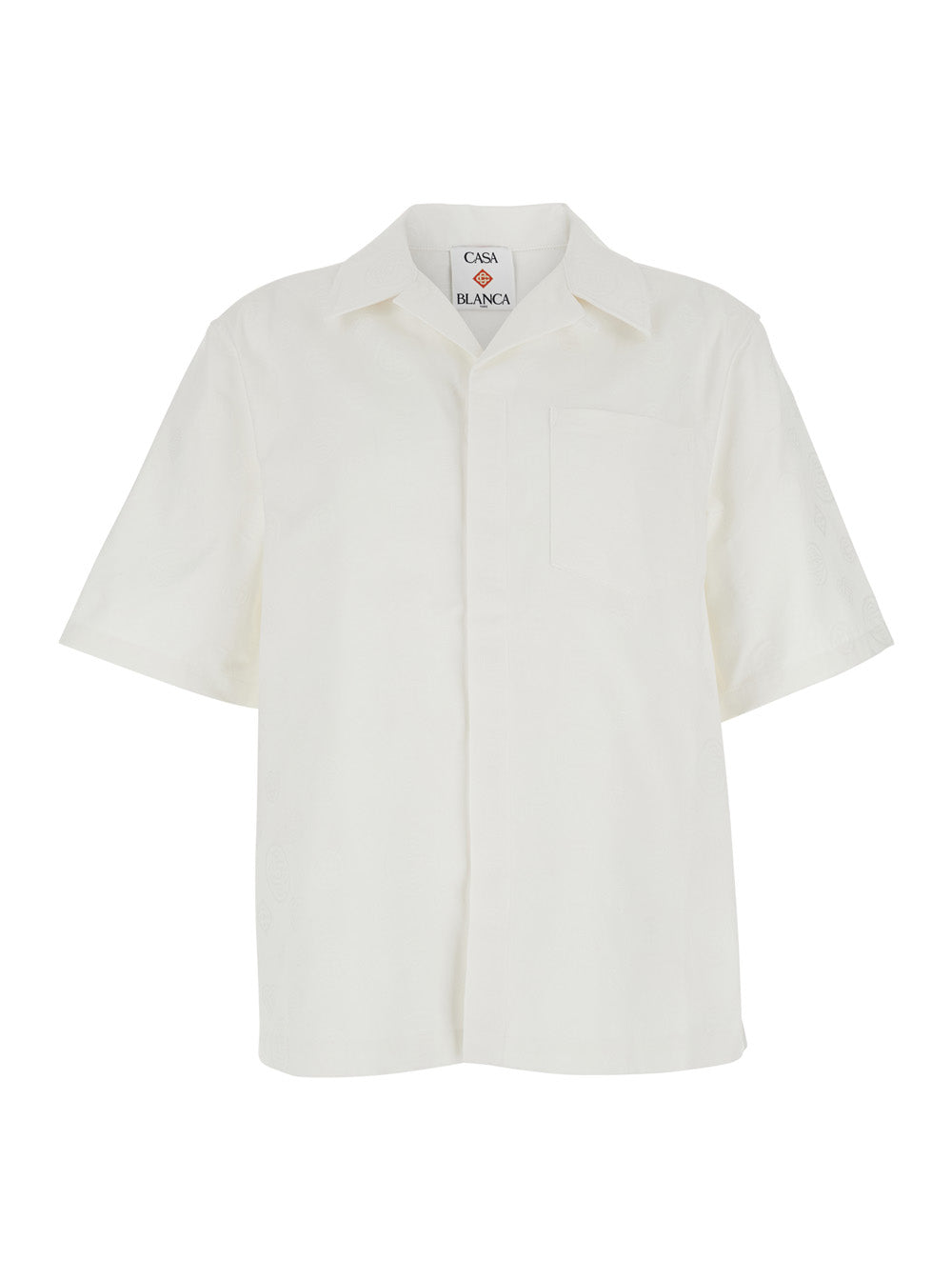 Casablanca Men White Bowling Shirt With Cuban Collar In Cotton Man CASABLANCA