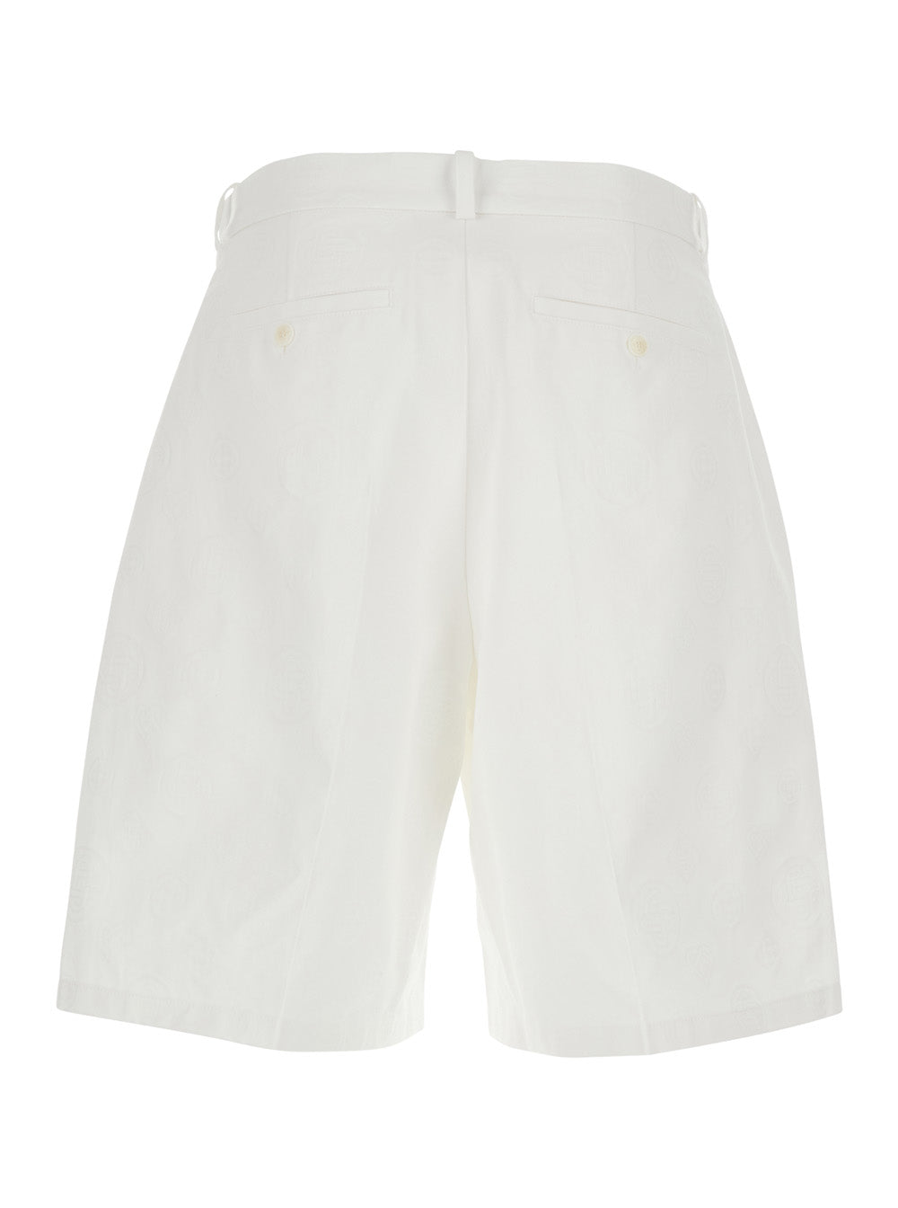Casablanca Men White Bermuda Shorts With Logo Plate On The Belt Loop And Wide Leg In Cotton Man CASABLANCA
