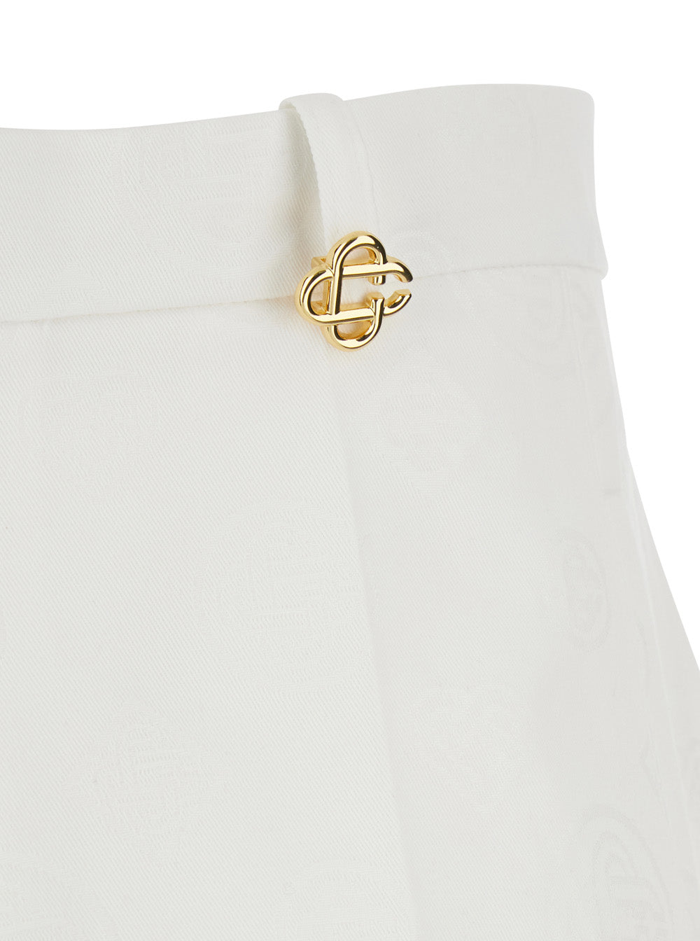 Casablanca Men White Bermuda Shorts With Logo Plate On The Belt Loop And Wide Leg In Cotton Man CASABLANCA