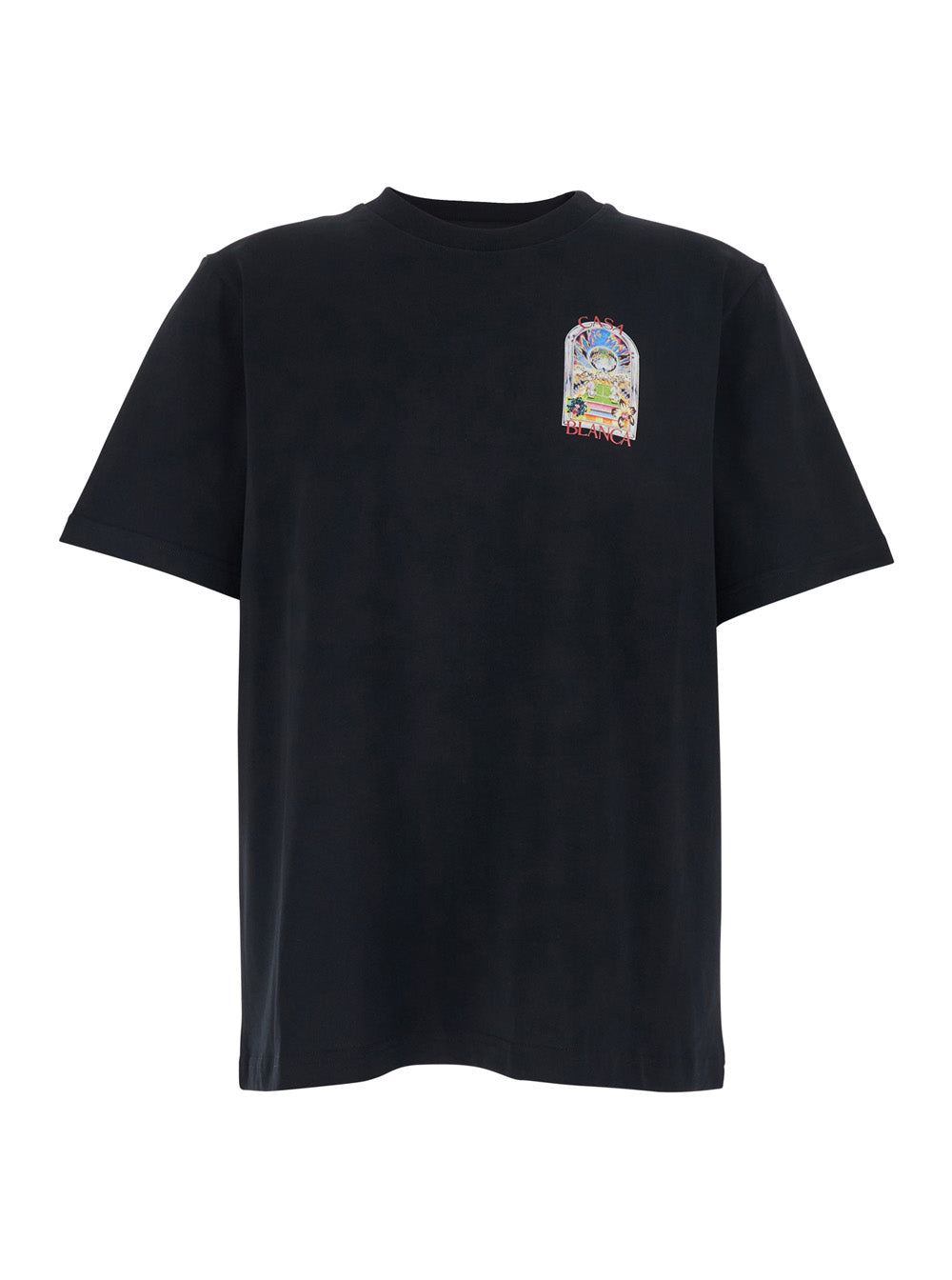Casablanca Men Black T-Shirt With Logo Detail On The Front And Maxi Logo On The Back In Cotton Man CASABLANCA