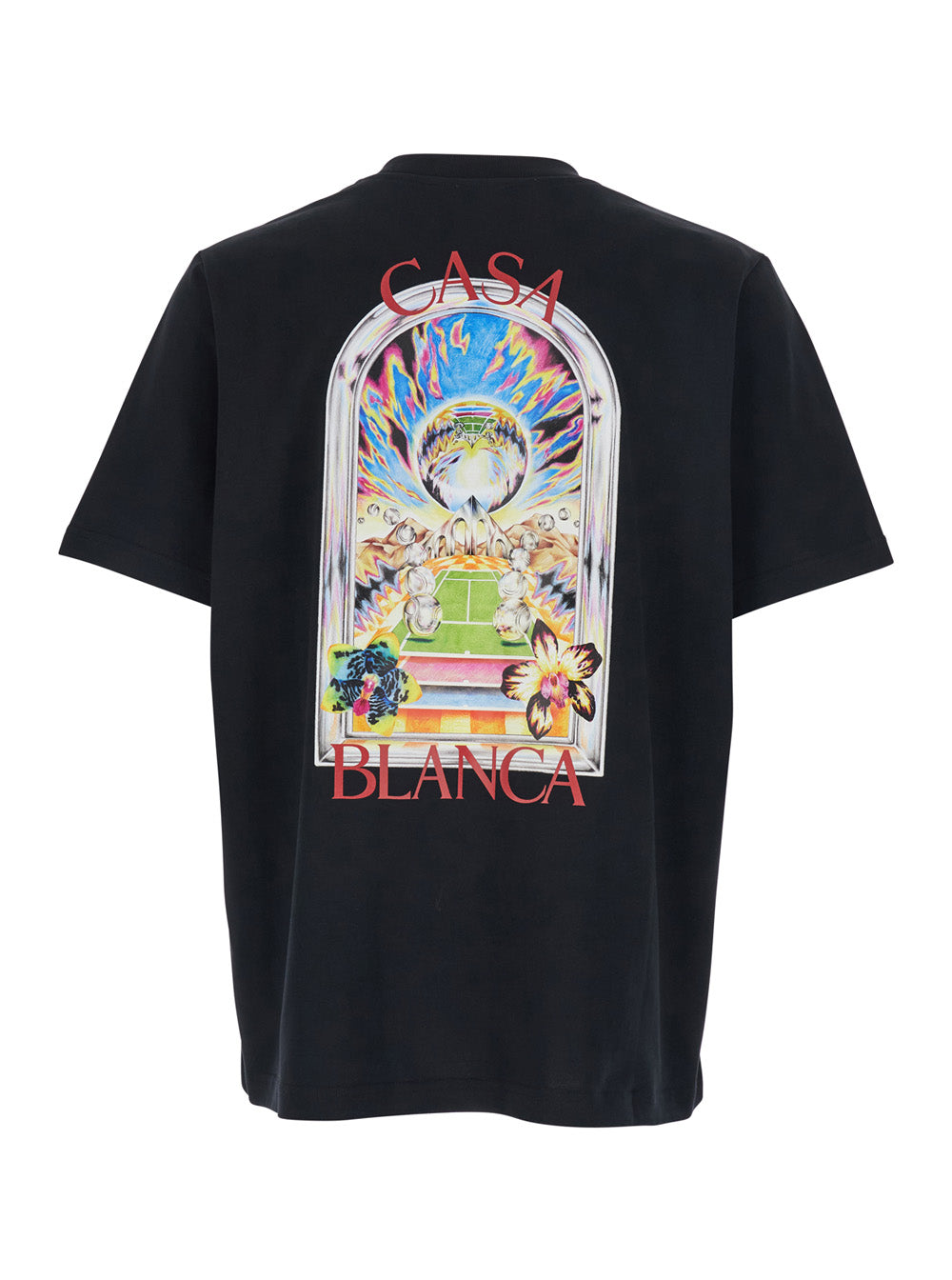 Casablanca Men Black T-Shirt With Logo Detail On The Front And Maxi Logo On The Back In Cotton Man CASABLANCA