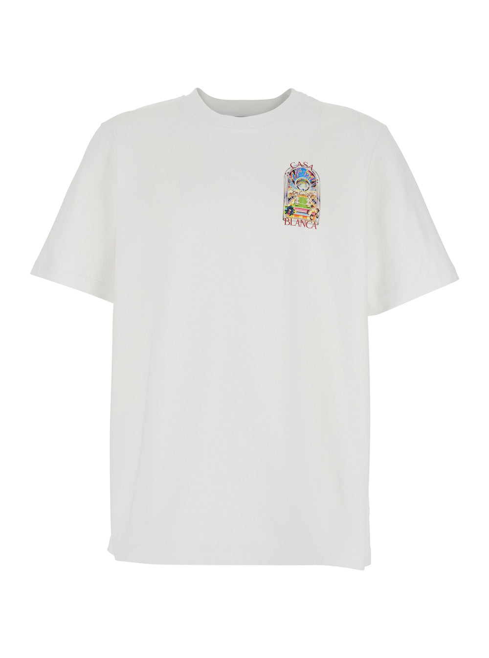 Casablanca Men White T-Shirt With Logo Detail On The Front And Maxi Logo On The Back In Cotton Man CASABLANCA
