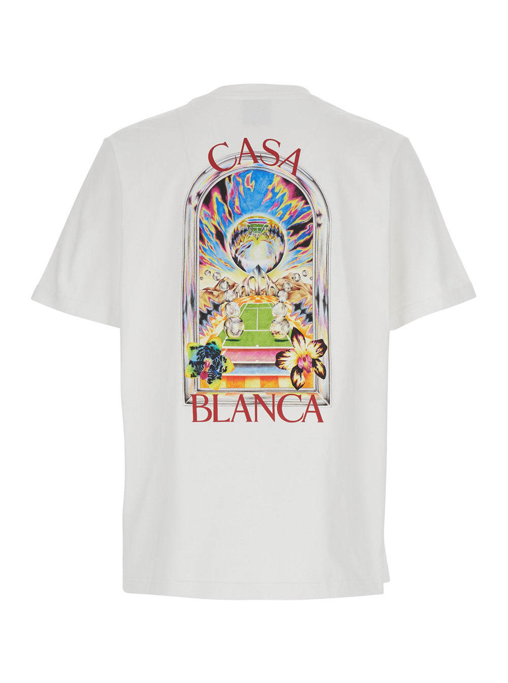 Casablanca Men White T-Shirt With Logo Detail On The Front And Maxi Logo On The Back In Cotton Man CASABLANCA