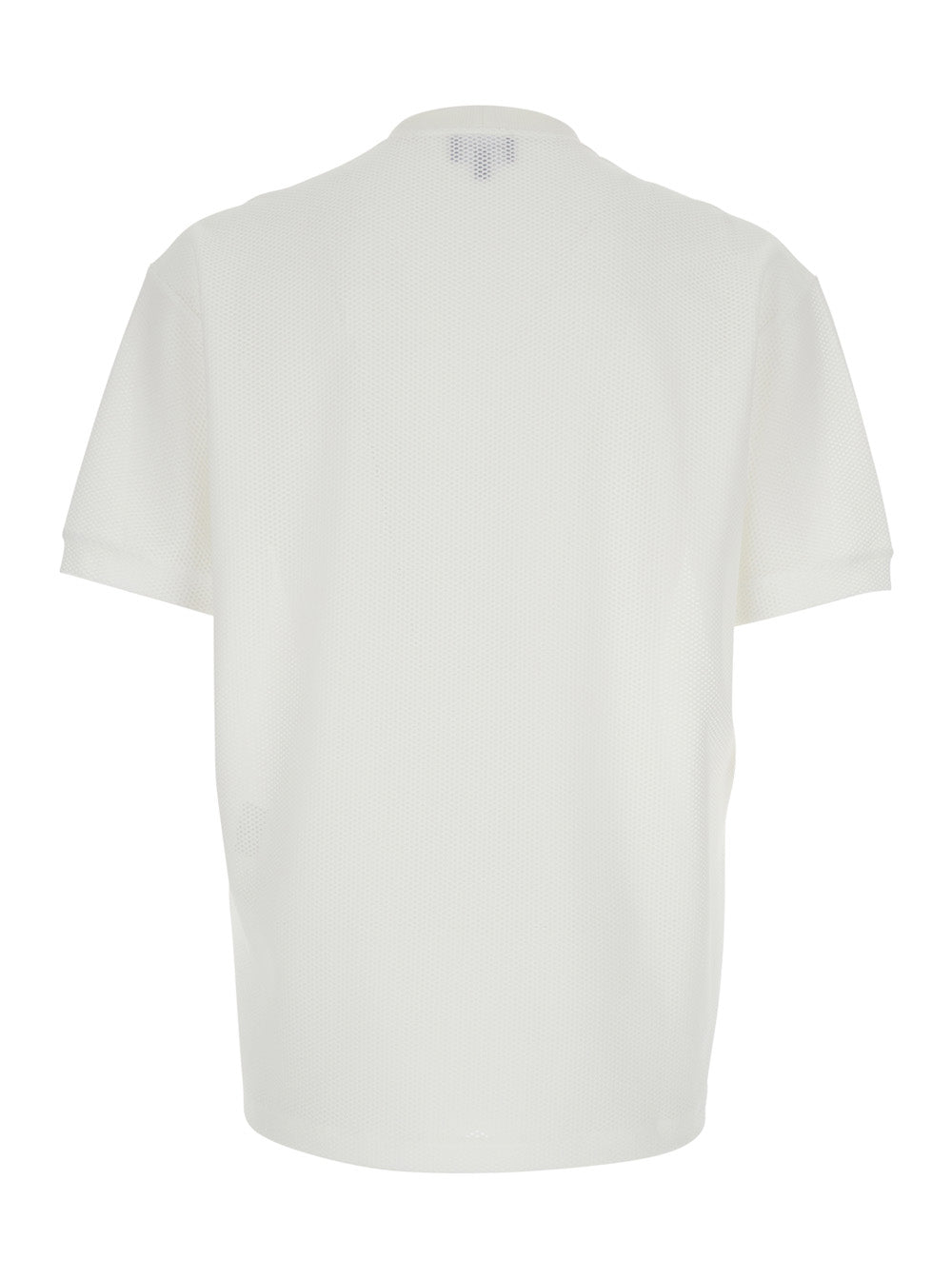 Giorgio Armani Men White Crewneck T-Shirt With Logo On The Front In Tech Fabric Stretch Man GIORGIO ARMANI