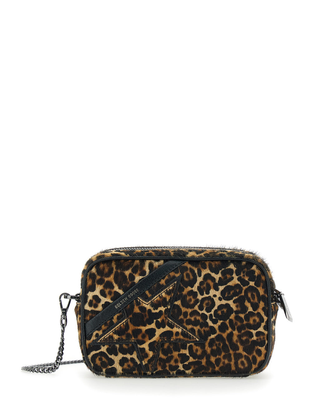 Golden Goose Women Brown Shoulder Bag With Star Patch On The Front And Fur Texture In Leather For Women GOLDEN GOOSE
